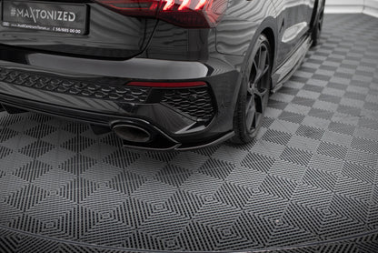 Maxton Heck Ansatz Flaps Diffusor V.1 für Audi RS3 Sportback 8Y schwarz Hochglanz