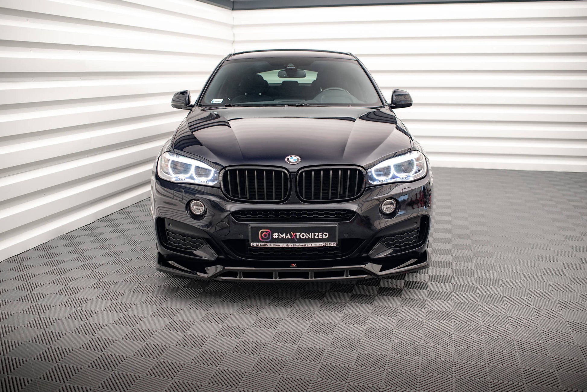 Maxton Front Ansatz V.3 für BMW X6 M-Paket F16 schwarz Hochglanz