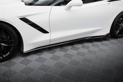 Maxton Seitenschweller Ansatz für V.2 für Chevrolet Corvette C7 schwarz Hochglanz
