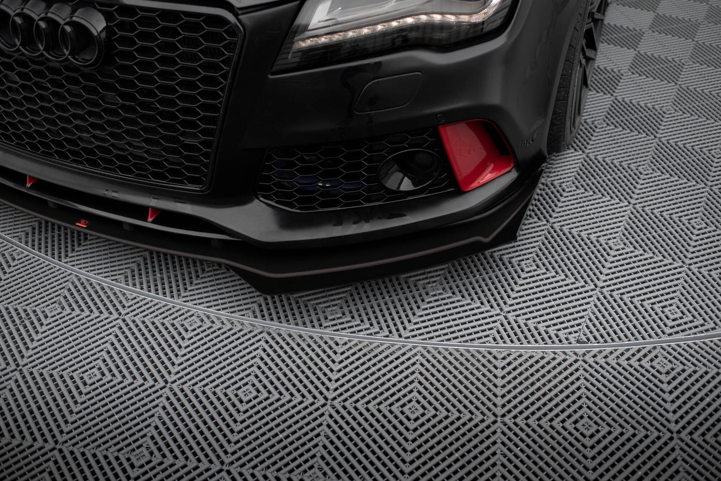 Maxton Street Pro Front Ansatz für +Flaps für + Flaps Audi A7 RS7 Look C7 schwarz Hochglanz
