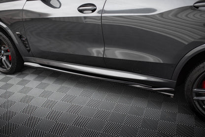 Maxton Seitenschweller Ansatz für BMW X5 M F95 Facelift schwarz Hochglanz