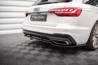 Maxton Mittlerer Diffusor Heck Ansatz DTM Look für V.1 Audi A4 S-Line B9 Facelift schwarz Hochglanz