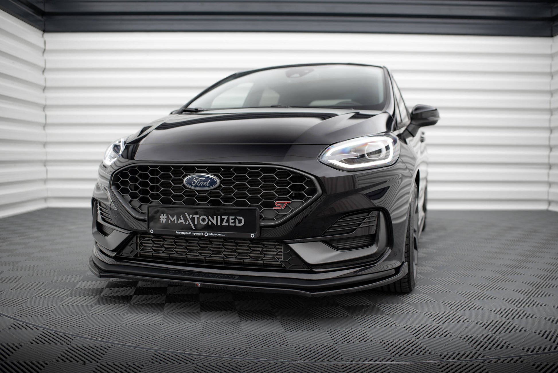 Maxton Front Ansatz V.1 für Ford Fiesta ST Mk8 Facelift schwarz Hochglanz