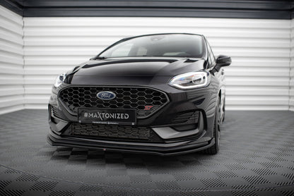 Maxton Front Ansatz V.1 für Ford Fiesta ST Mk8 Facelift schwarz Hochglanz
