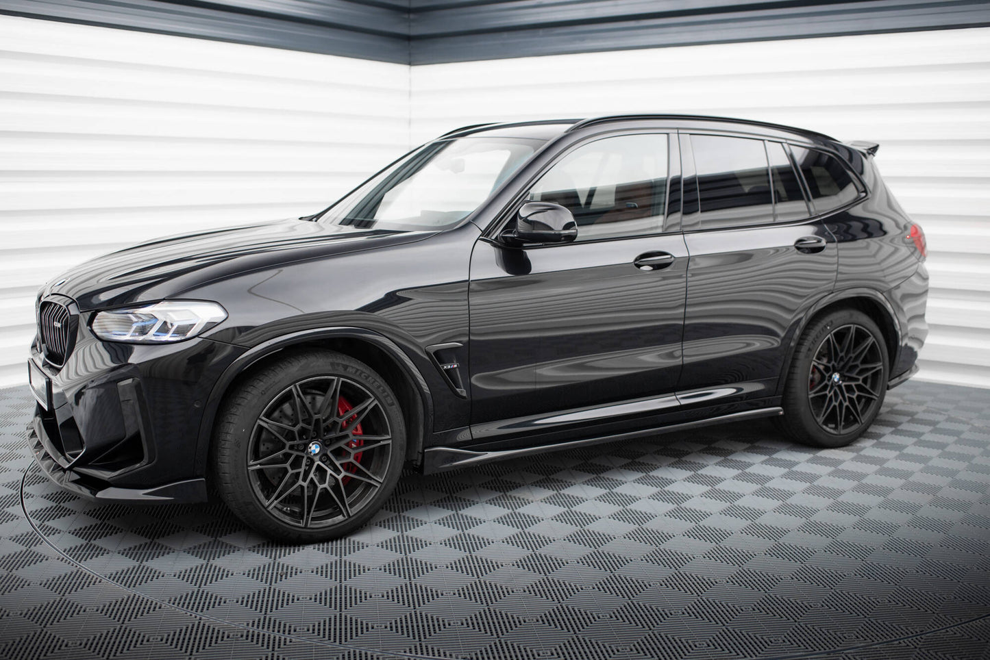 Maxton Seitenschweller Ansatz für BMW X3 M F97 Facelift schwarz Hochglanz