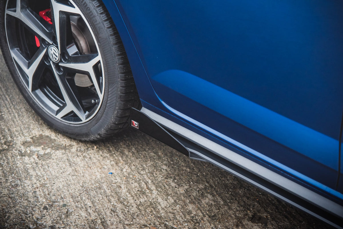 Maxton Robuste Racing Seitenschweller Ansatz für für + Flaps Volkswagen Polo GTI Mk6 schwarz Hochglanz