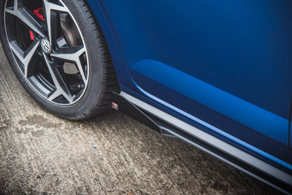 Maxton Robuste Racing Seitenschweller Ansatz für für + Flaps Volkswagen Polo GTI Mk6 schwarz Hochglanz