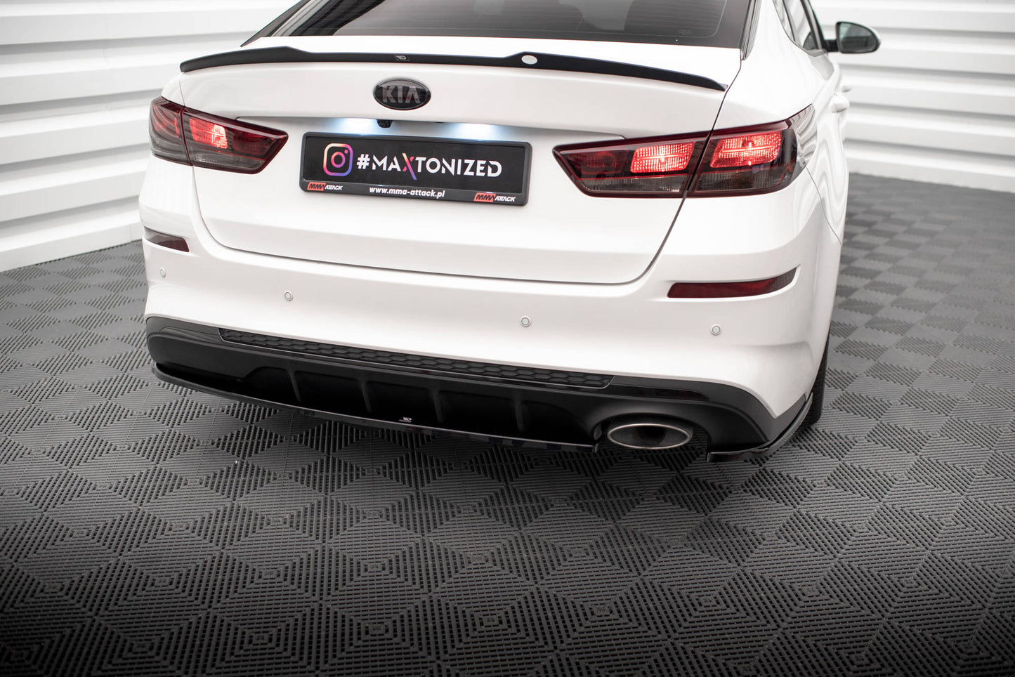 Maxton Heck Ansatz Flaps Diffusor V.1 für Kia Optima Mk4 Facelift schwarz Hochglanz