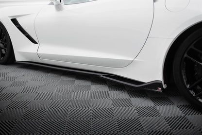 Maxton Seitenschweller Ansatz für V.2 für Chevrolet Corvette C7 schwarz Hochglanz