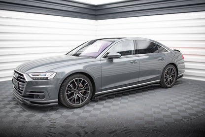 Maxton Seitenschweller Ansatz für Audi A8 D5 schwarz Hochglanz