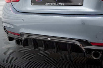 Maxton Diffusor Heck Ansatz für BMW 4er Coupe / Gran Coupe / Cabrio M-Paket F32 / F36 / F33 (Version mit Einzelauspuff auf...