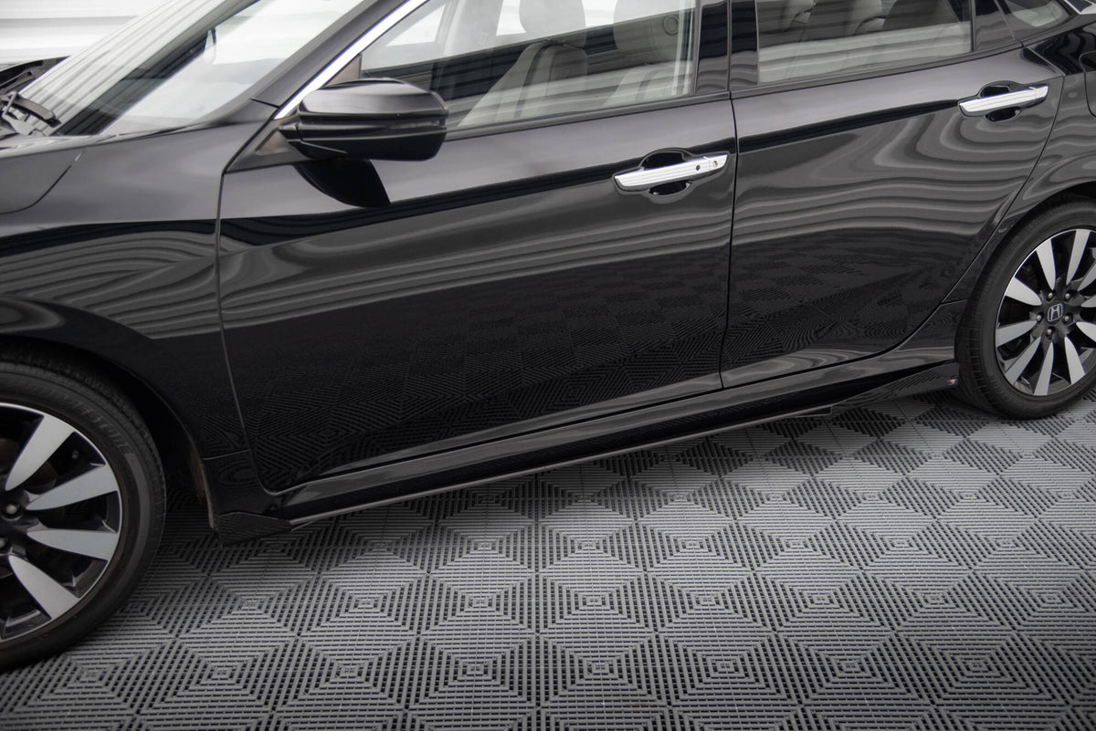 Maxton Street Pro Seitenschweller Ansatz für + Flaps Honda Civic Mk10 schwarz Hochglanz