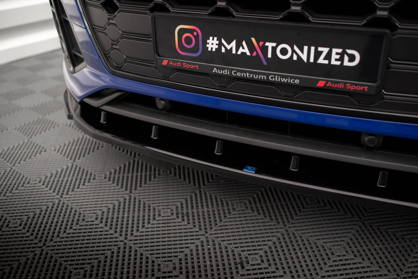 Maxton Front Ansatz V.2 für Audi SQ5 / Q5 S-Line SUV / Sportback Mk2 Facelift schwarz Hochglanz
