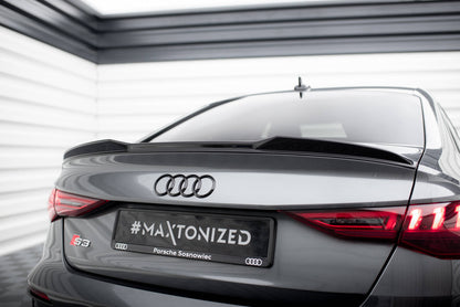 Maxton Spoiler CAP für 3D Audi A3 / A3 S-Line / S3 / RS3 Limousine 8Y schwarz Hochglanz