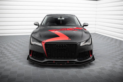 Maxton Street Pro Front Ansatz für +Flaps für + Flaps Audi A7 RS7 Look C7 schwarz Hochglanz