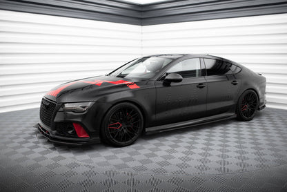 Maxton Street Pro Front Ansatz für +Flaps für + Flaps Audi A7 RS7 Look C7 schwarz Hochglanz