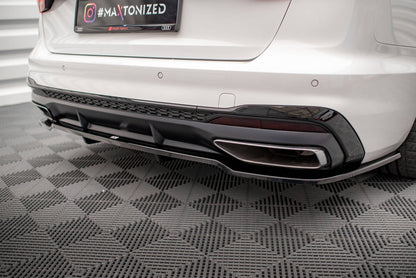 Maxton Mittlerer Diffusor Heck Ansatz DTM Look für V.1 Audi A4 S-Line B9 Facelift schwarz Hochglanz