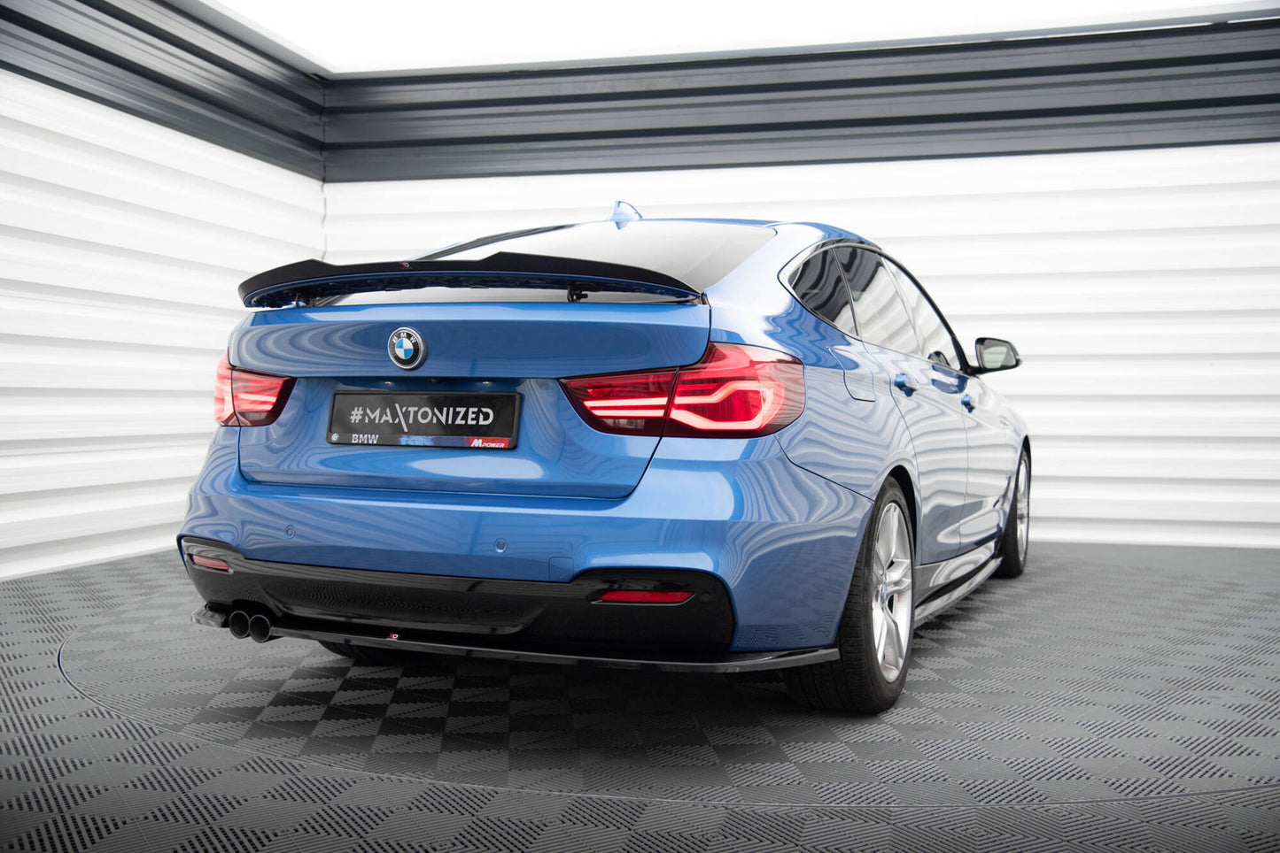 Maxton Heck Ansatz Flaps Diffusor für BMW 3er GT M-Paket F34 schwarz Hochglanz
