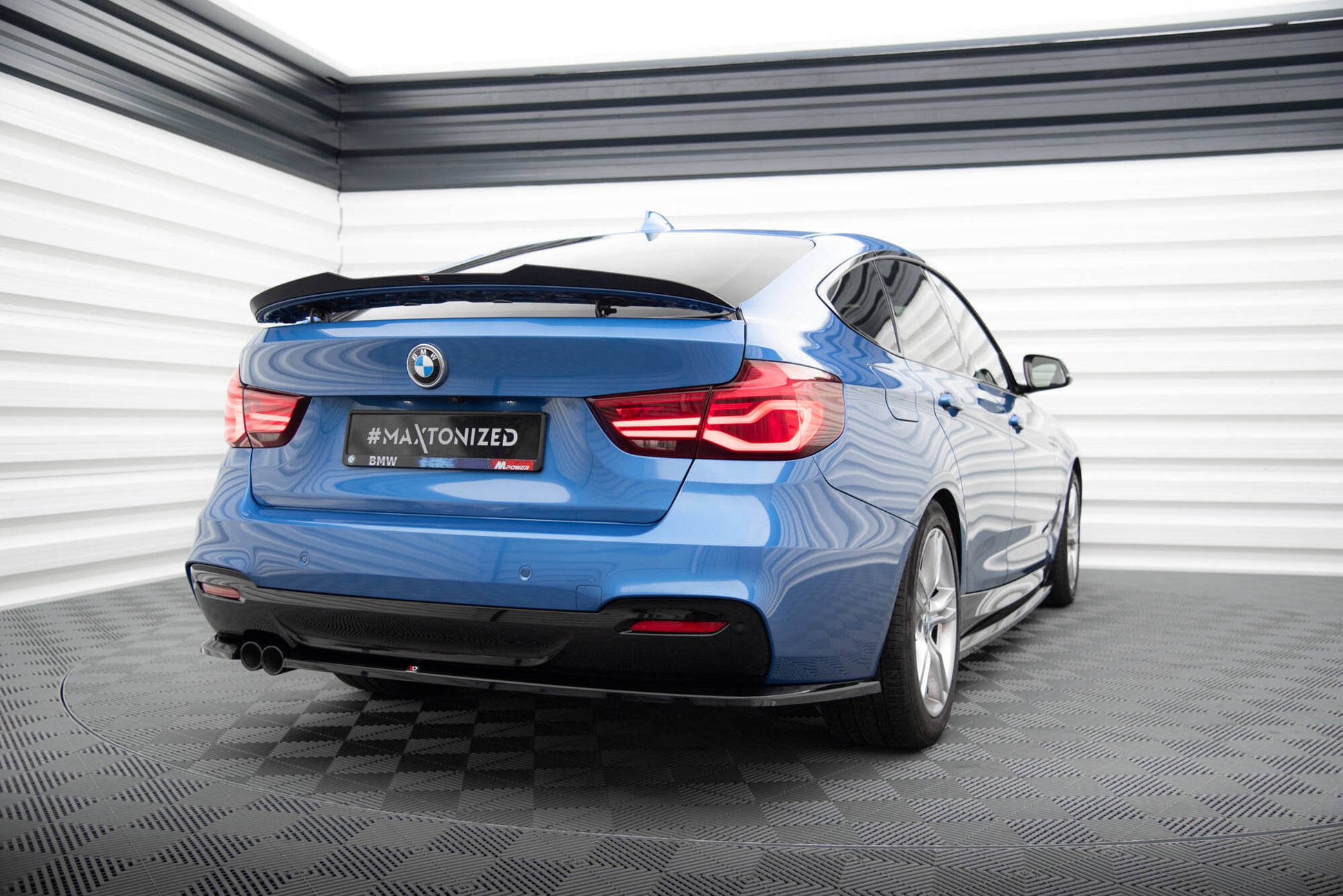Maxton Heck Ansatz Flaps Diffusor für BMW 3er GT M-Paket F34 schwarz Hochglanz