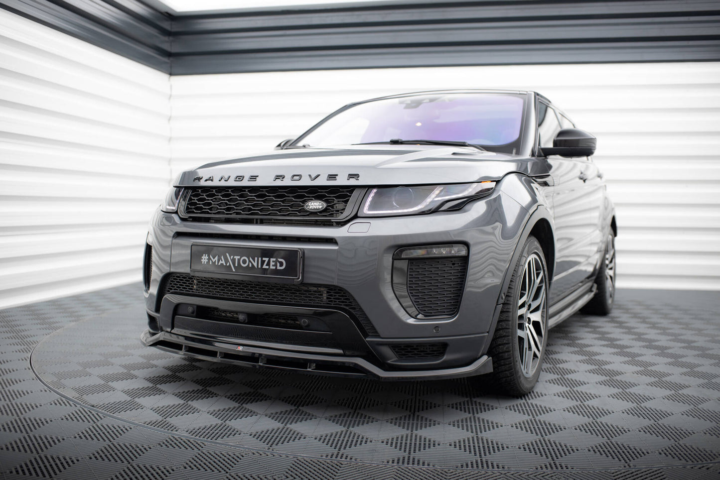 Maxton Front Ansatz für Land Rover Range Rover Evoque HSE Dynamic Mk1 Facelift schwarz Hochglanz