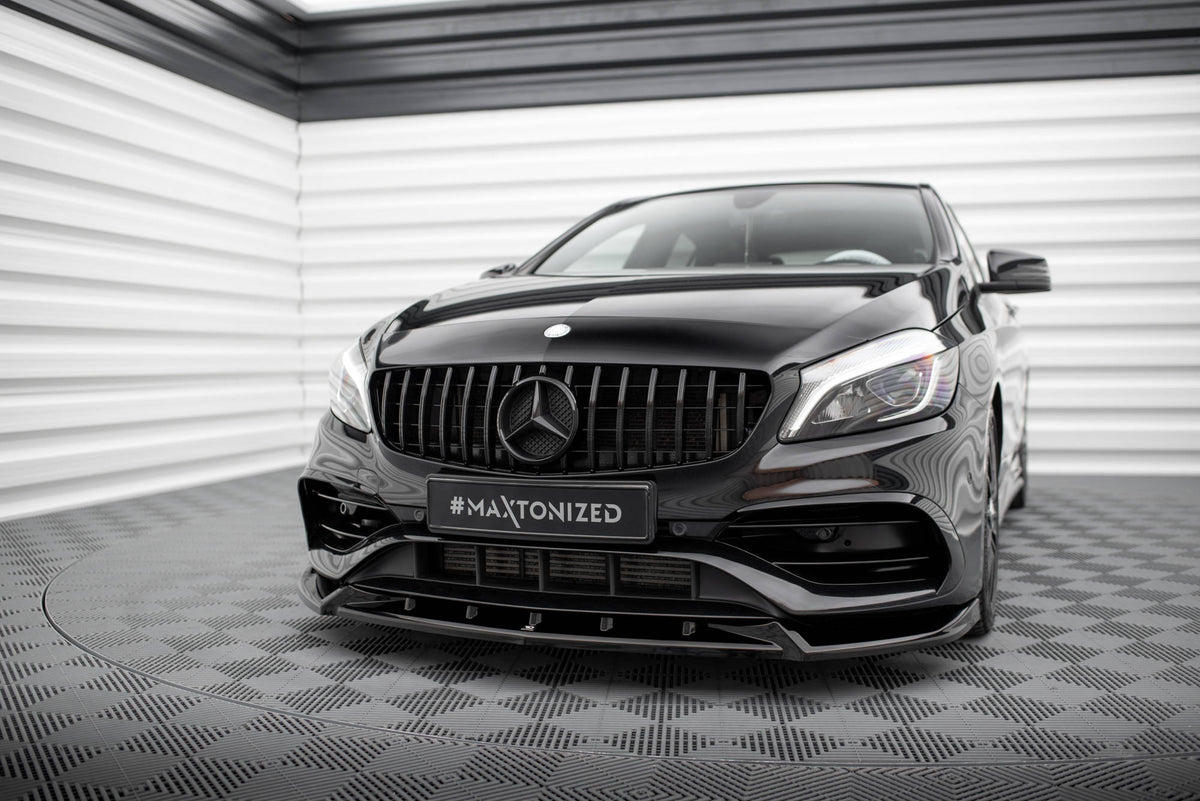 Maxton Front Ansatz V.2 für Mercedes-Benz A AMG-Line W176 Facelift schwarz Hochglanz