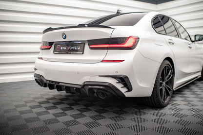 Maxton Diffusor Heck Ansatz für BMW 3er M-Paket G20 / G21 (Passend für Fahrzeuge mit Anhängerkupplung) schwarz Hochglanz