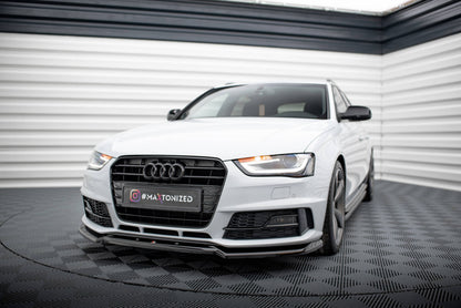 Maxton Front Ansatz V.2 für Audi A4 Competition B8 Facelift schwarz Hochglanz