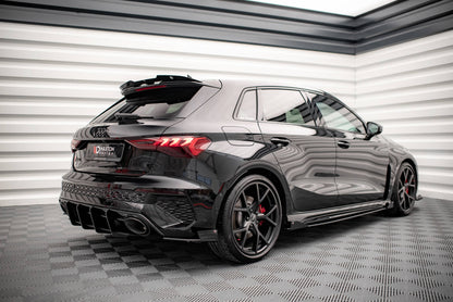 Maxton Street Pro Heck Ansatz Flaps Diffusor +Flaps für Audi RS3 Sportback 8Y schwarz Hochglanz
