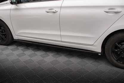 Maxton Seitenschweller Ansatz für Hyundai I20 Mk2 Facelift schwarz Hochglanz