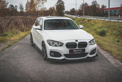 Maxton Robuste Racing Front Ansatz V.3 für passend +Flaps für BMW 1er F20 M-Paket Facelift / M140i  schwarz Hochglanz