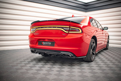 Maxton Mittlerer Diffusor Heck Ansatz DTM Look für Dodge Charger RT Mk7 Facelift schwarz Hochglanz