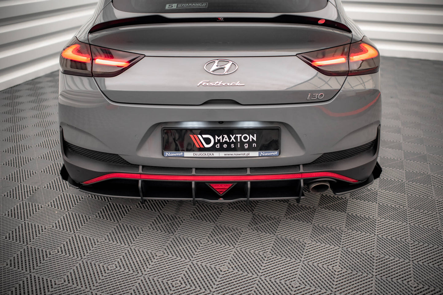 Maxton Street Pro Heck Ansatz Flaps Diffusor +Flaps für Hyundai I30 Fastback N-Line Mk3 Facelift schwarz Hochglanz