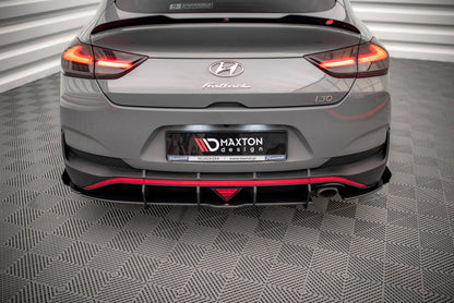 Maxton Street Pro Heck Ansatz Flaps Diffusor +Flaps für Hyundai I30 Fastback N-Line Mk3 Facelift schwarz Hochglanz