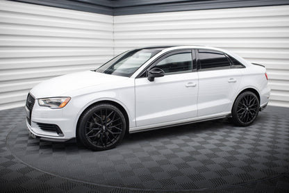 Maxton Seitenschweller Ansatz für Audi A3 Limousine 8V schwarz Hochglanz
