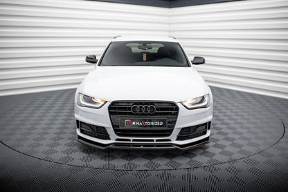 Maxton Front Ansatz V.2 für Audi A4 Competition B8 Facelift schwarz Hochglanz