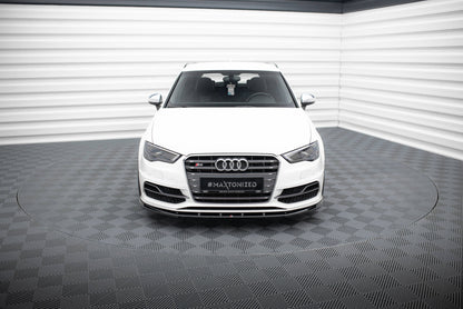 Maxton Front Ansatz V.1 für Audi S3 / A3 S-Line Sportback / Hatchback 8V schwarz Hochglanz