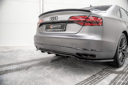 Maxton Mittlerer Diffusor Heck Ansatz DTM Look für Audi A8 D4 Facelift schwarz Hochglanz