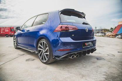 Maxton Robuste Racing Seitenschweller Ansatz für für + Flaps VW Golf 7 R / R-Line Facelift schwarz Hochglanz