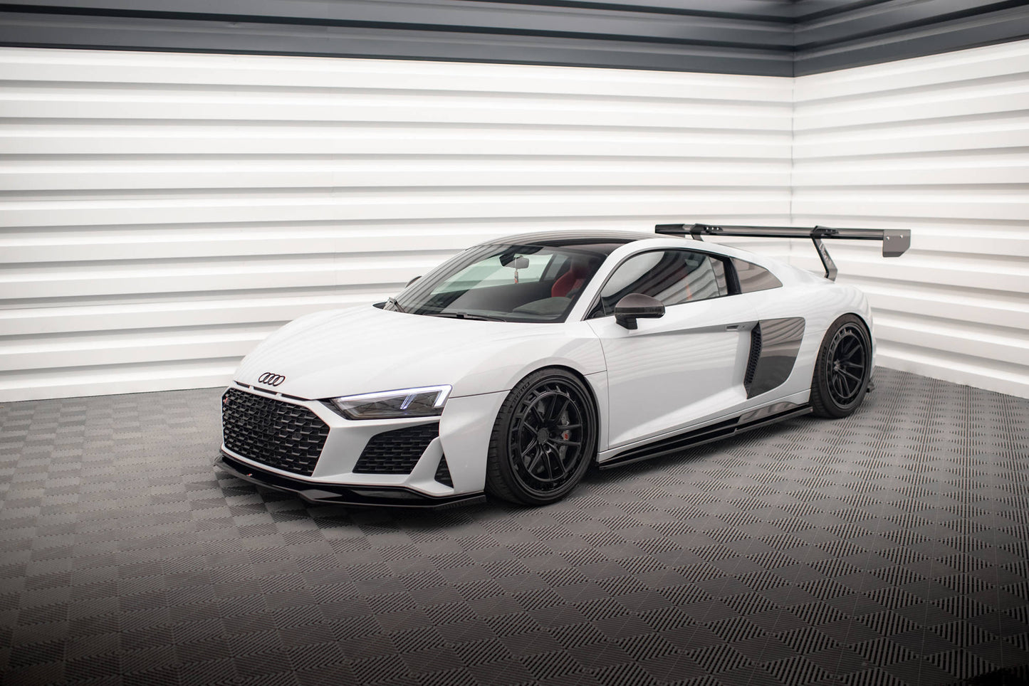 Maxton Seitenschweller Ansatz für V.2 für Audi R8 Mk2 Facelift schwarz Hochglanz
