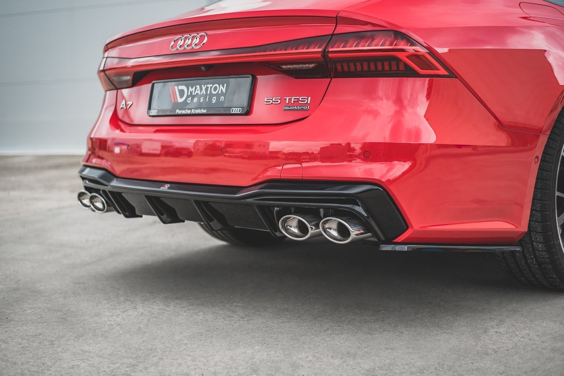 Maxton Diffusor Heck Ansatz für + Endschalldampfer Sportauspuff Attrappe Audi A7 S-Line C8 / S7 C8 / C8 Facelift / S7 Face...