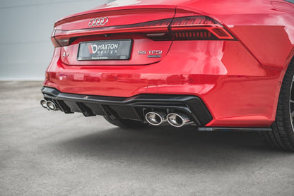 Maxton Diffusor Heck Ansatz für + Endschalldampfer Sportauspuff Attrappe Audi A7 S-Line C8 / S7 C8 / C8 Facelift / S7 Face...