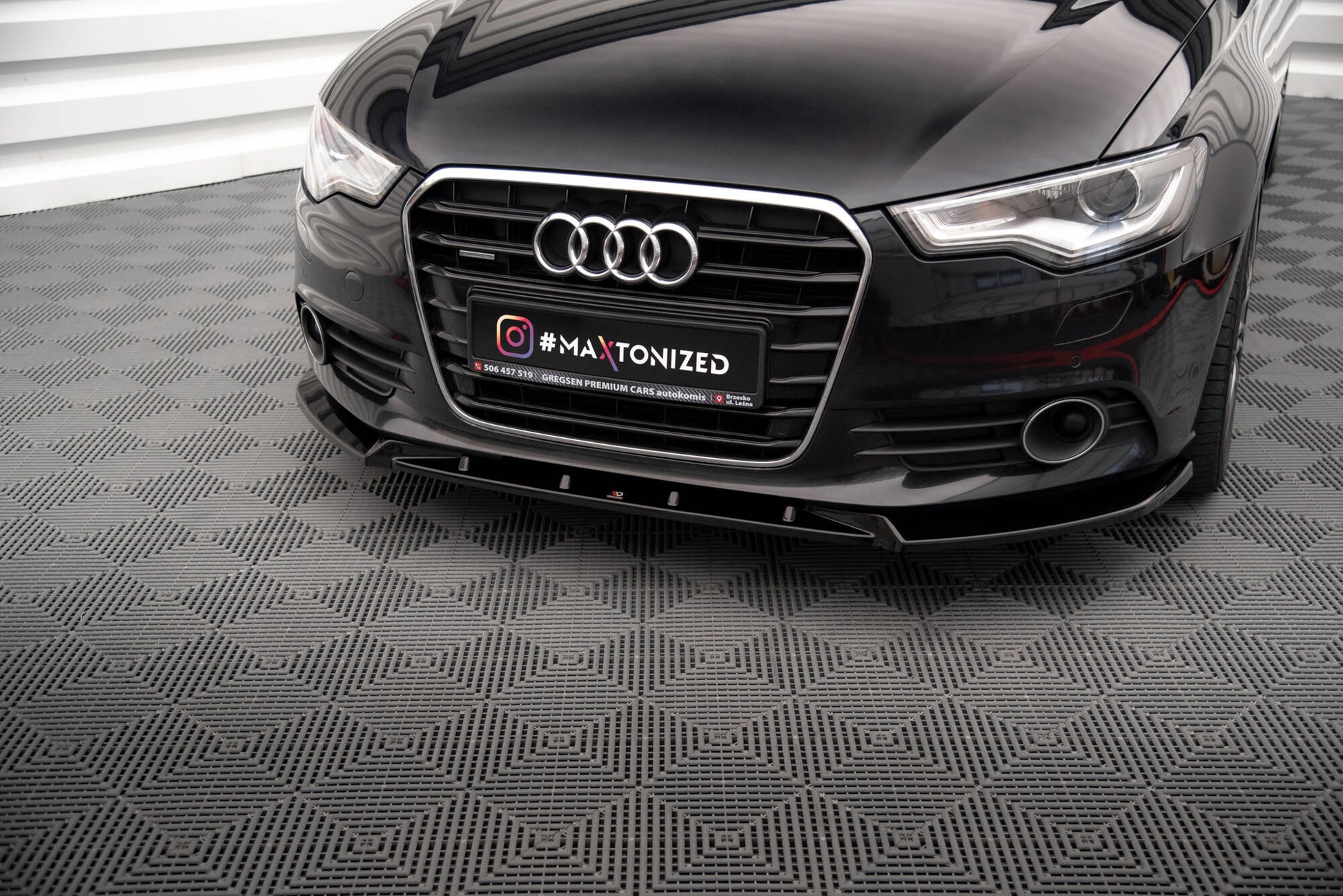 Maxton Front Ansatz V.2 für Audi A6 C7 schwarz Hochglanz