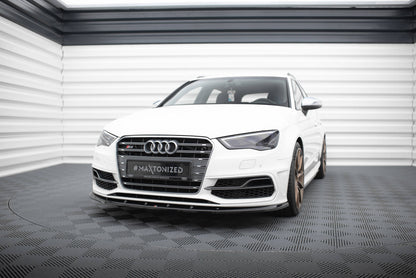 Maxton Front Ansatz V.1 für Audi S3 / A3 S-Line Sportback / Hatchback 8V schwarz Hochglanz