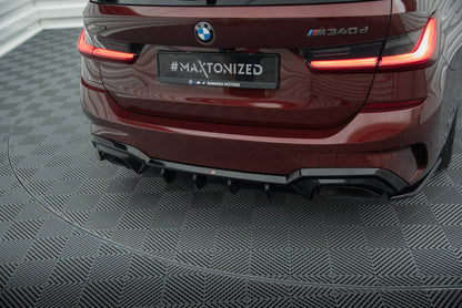 Maxton Diffusor Heck Ansatz für BMW M340i G20 / G21 (Passend für Fahrzeuge mit Anhängerkupplung) schwarz Hochglanz