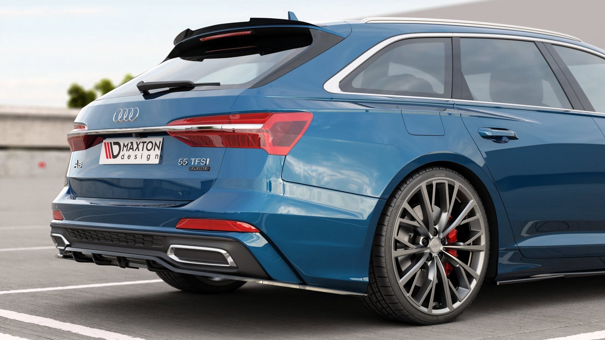 Maxton Mittlerer Diffusor Heck Ansatz DTM Look für Audi A6 S-Line C8 schwarz Hochglanz