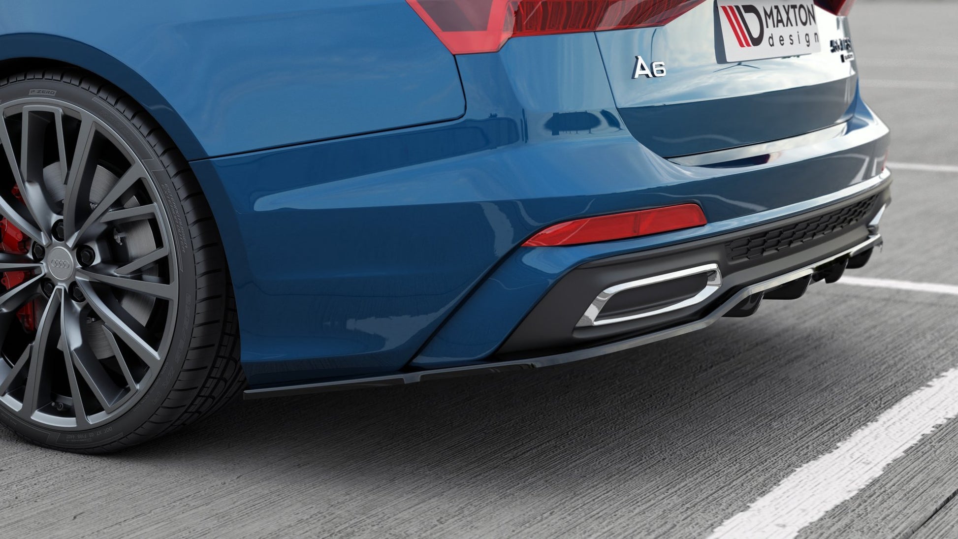 Maxton Mittlerer Diffusor Heck Ansatz DTM Look für Audi A6 S-Line C8 schwarz Hochglanz