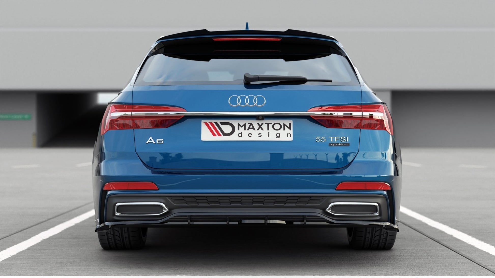 Maxton Mittlerer Diffusor Heck Ansatz DTM Look für Audi A6 S-Line C8 schwarz Hochglanz