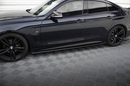 Maxton Seitenschweller Ansatz für V.3 für BMW 4er Coupe / Gran Coupe / Cabrio M-Paket F32 / F36 / F33 schwarz Hochglanz