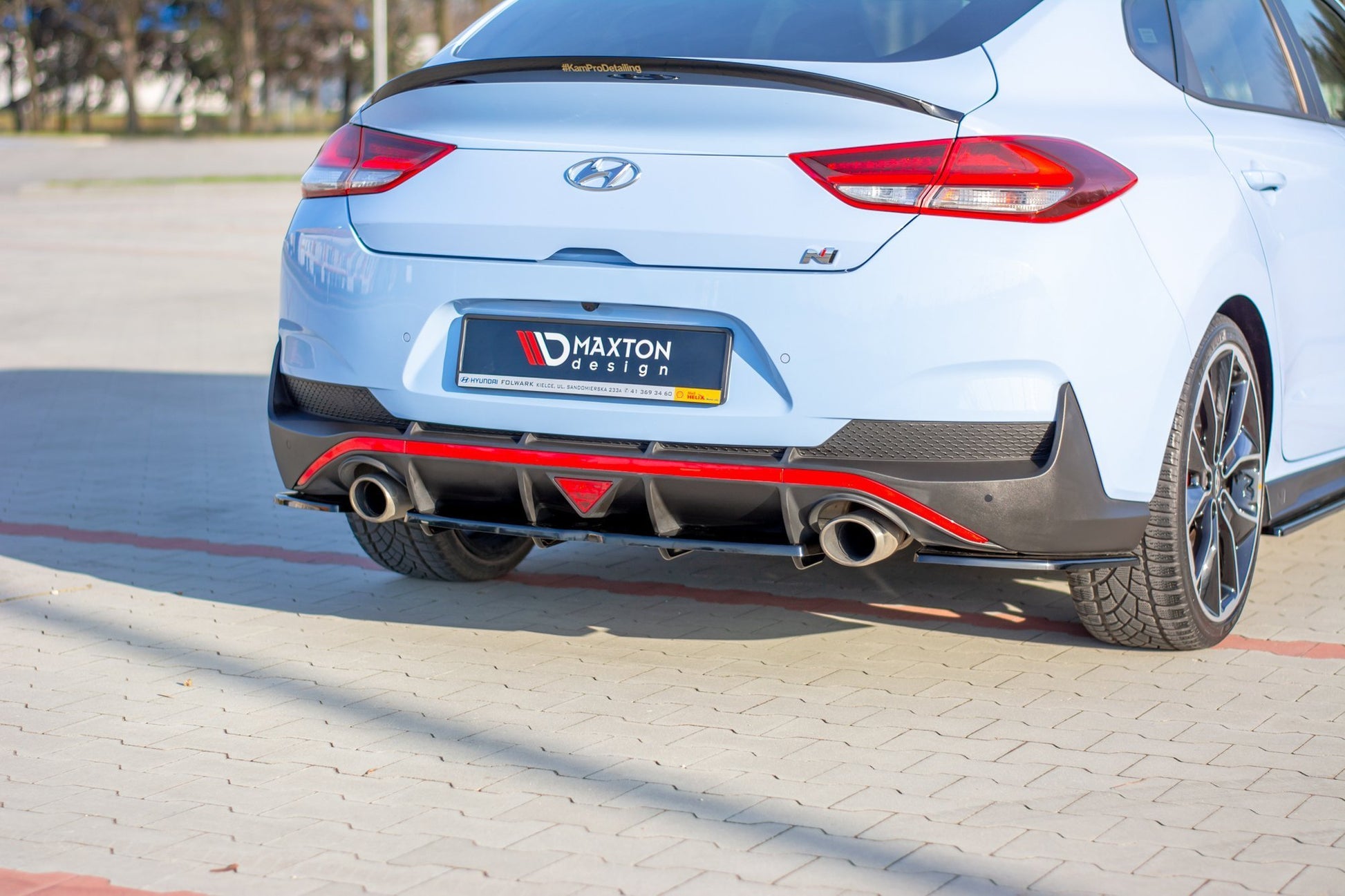 Maxton Mittlerer Diffusor Heck Ansatz DTM Look für Hyundai I30 N Mk3 Fastback  schwarz Hochglanz
