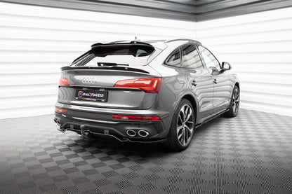 Maxton Mittlerer Diffusor Heck Ansatz DTM Look für Audi SQ5 Sportback Mk2 Facelift schwarz Hochglanz